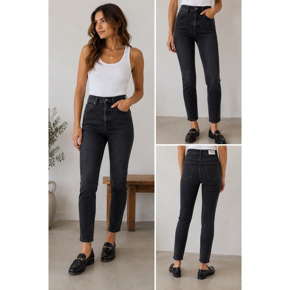 AGOLDE Nico High Rise Slim Fit Jeans Black Wash Button Fly Women's 27 A093B-1084